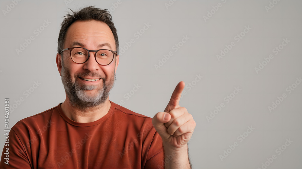 Handsome Middle-Aged Man Pointing to the Side with a Smile on Transparent Background Handsome Middle-Aged Man Pointing to the Side with a Smile on Transparent Background