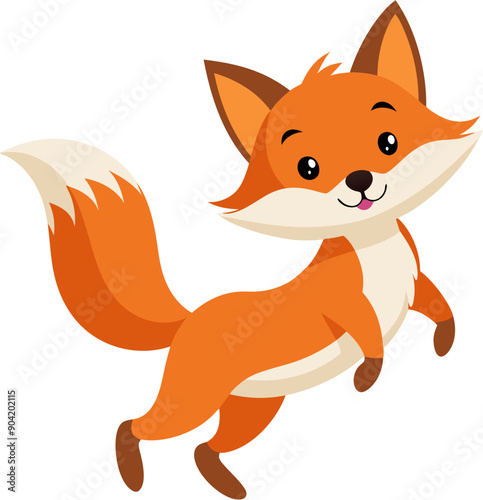 Funny anime red fox ESP illustration, on transparent background