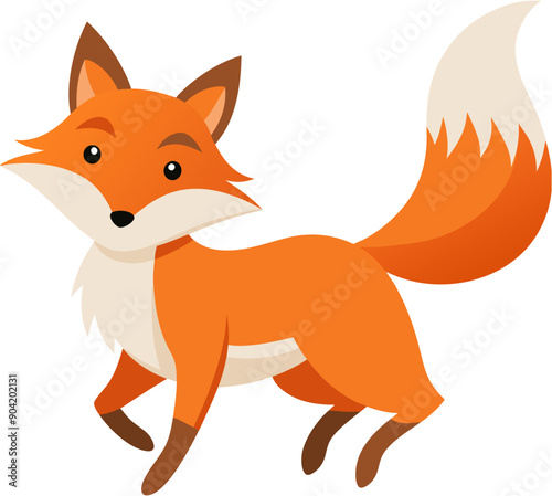 Funny anime red fox ESP illustration, on transparent background