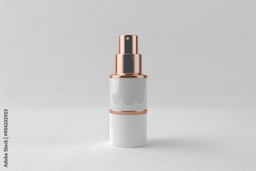 White and Rose Gold Pump Bottle Mockup White and Rose Gold Pump Bottle Mockup