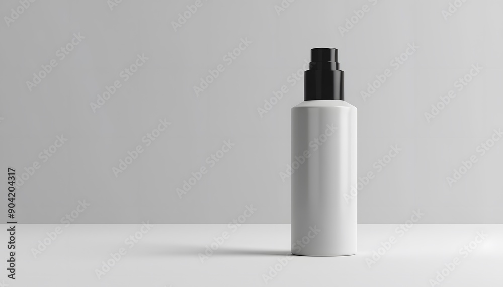 White Spray Bottle with Black Lid on a White Background White Spray Bottle with Black Lid on a White Background