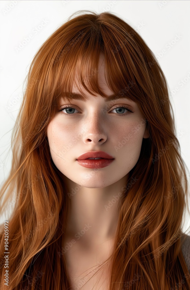 A woman with long red hair and blue eyes A woman with long red hair and blue eyes