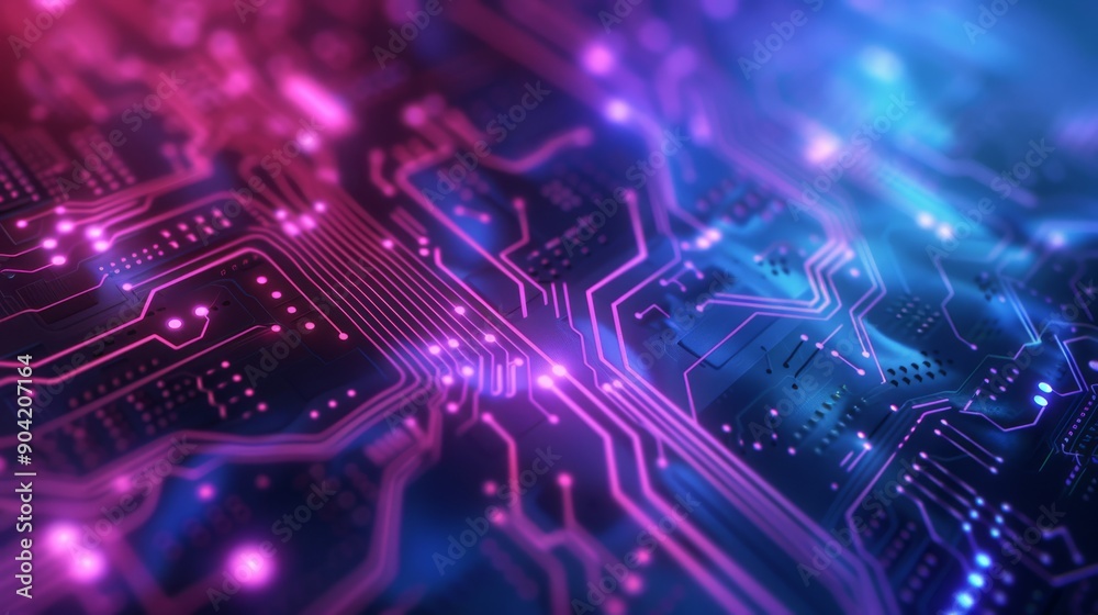 Fototapeta premium Abstract circuit board design with LED lights, symbolizing innovative technology and digital patterns