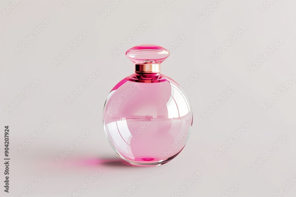 Pink Perfume Bottle with a Golden Cap Pink Perfume Bottle with a Golden Cap