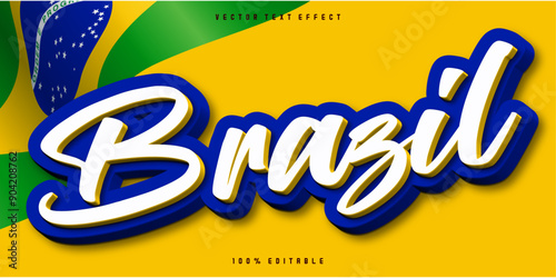 Editable text effect Brazil, independence day text style