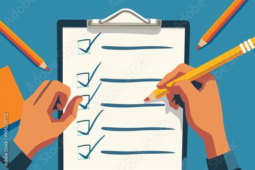 Illustration of a checklist / to-do list , task list , step by step planning , business plan