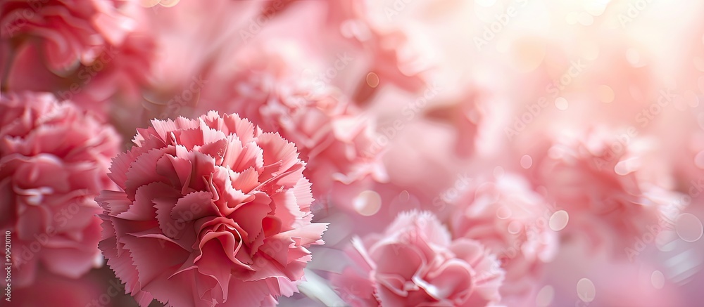 Close up view of pink carnation garden flowers with copy space image available Close up view of pink carnation garden flowers with copy space image available