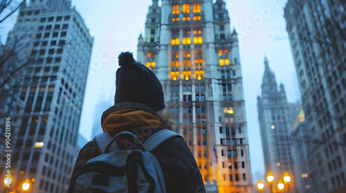 Admiring the Iconic Chicago Tribune Tower Amidst the Vibrant Cityscape photo