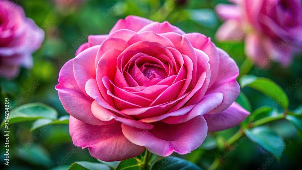 Vivid Close-Up of Blooming Pink Rose Vivid Close-Up of Blooming Pink Rose