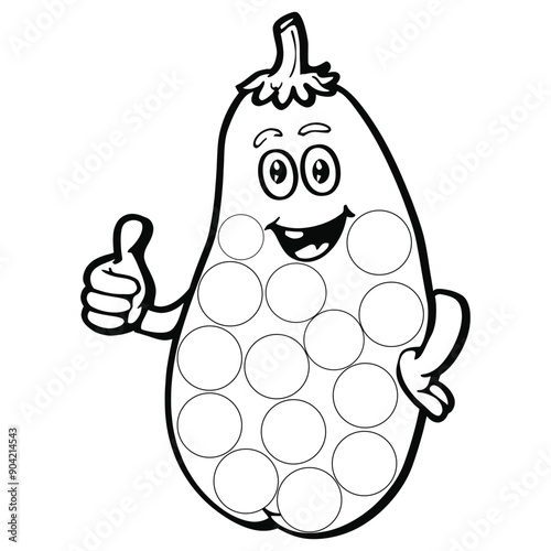 Happy Eggplant Coloring Page for Kids' Fun and Creativity photo