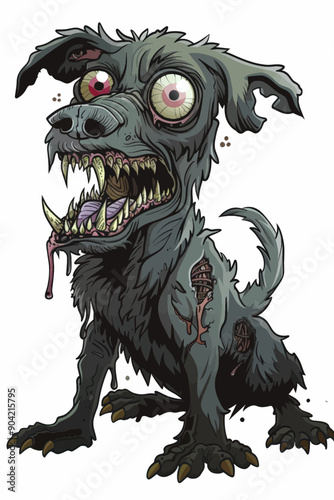 A cartoon dog with a bloody mouth and a bloody nose