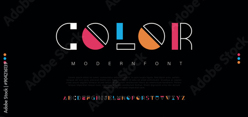 Color Fusion Modern abstract digital alphabet font. Minimal technology typography, Creative urban sport fashion futuristic font and with numbers. vector illustration