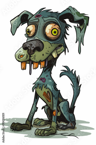 A cartoon dog with a creepy look on its face