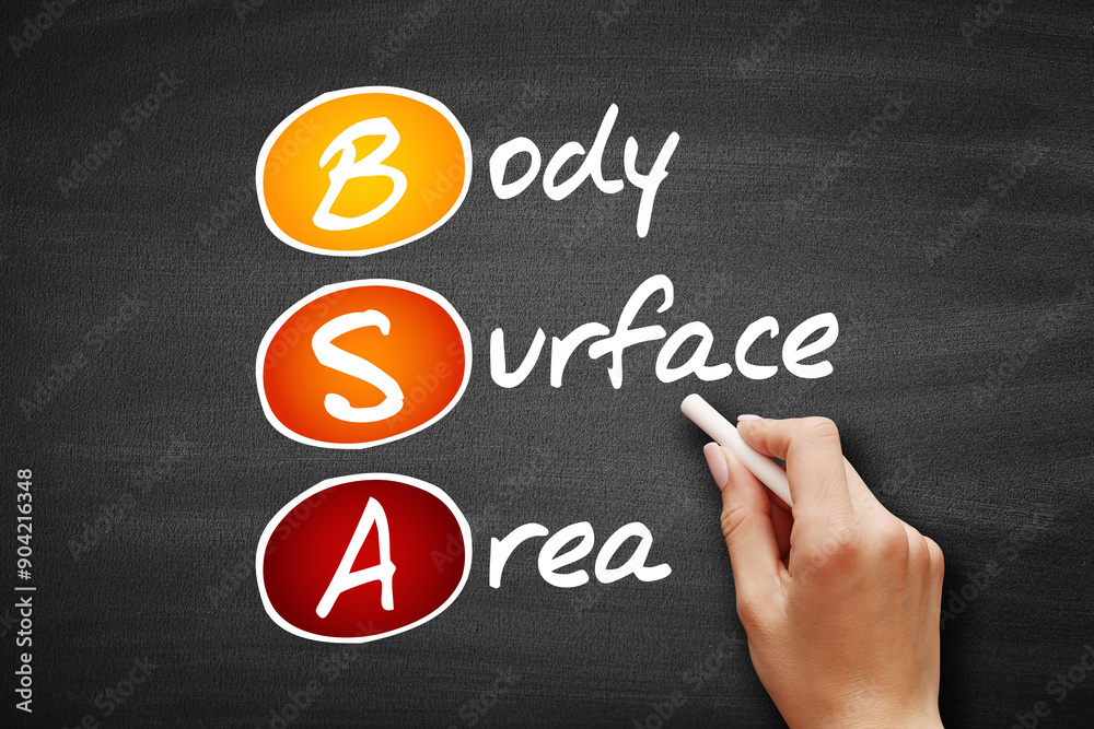 BSA - Body Surface Area acronym, concept on blackboard BSA - Body Surface Area acronym, concept on blackboard