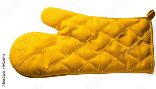  Yellow Oven Mitt- Oven mitt yellow isolated on white, top view, detailed with a clippin_1(288) photo