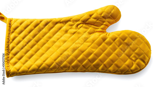  Yellow Oven Mitt- Oven mitt yellow isolated on white, top view, detailed with a clipping pa_1(286)
