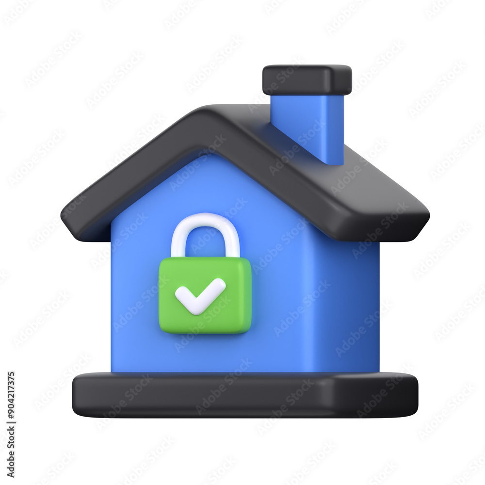 Home Security 3D Icon Illustration, perfect for cyber security theme
