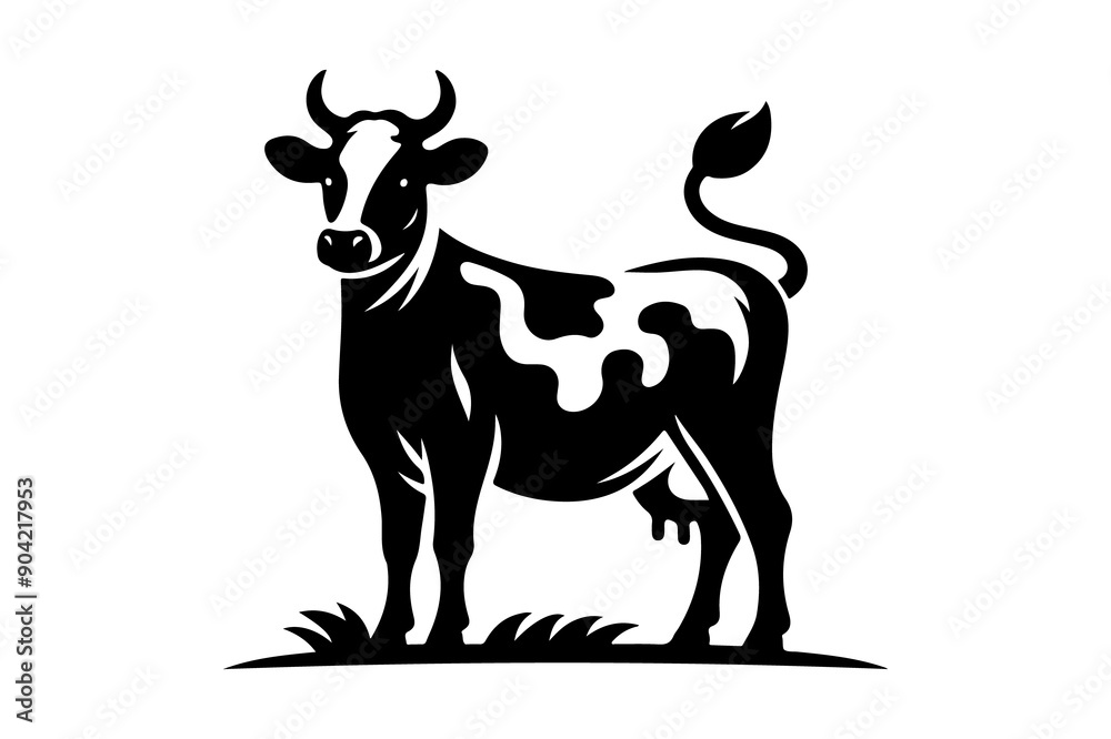Set of cow silhouettes isolated on transparent background - Generative AI Set of cow silhouettes isolated on transparent background - Generative AI