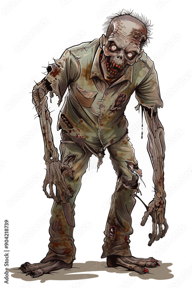 A zombie man with a bloody hand and a bloody face A zombie man with a bloody hand and a bloody face