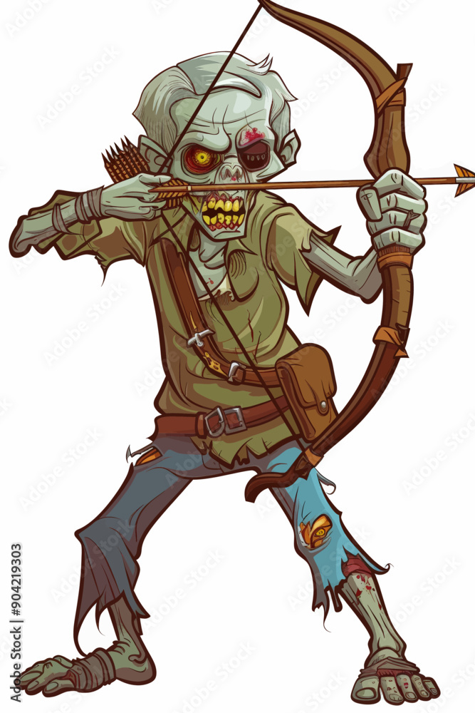 A zombie character is holding a bow and arrow