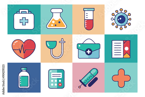 A Colorful Set of Medical and Healthcare Icons