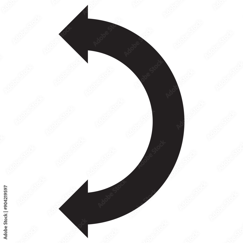 Dual semi circle wide bold arrow. Semicircular curved thin long double ended arrow. Vector illustration. Isolated on a white background. EPS 10/AI Dual semi circle wide bold arrow. Semicircular curved thin long double ended arrow. Vector illustration. Isolated on a white background. EPS 10/AI