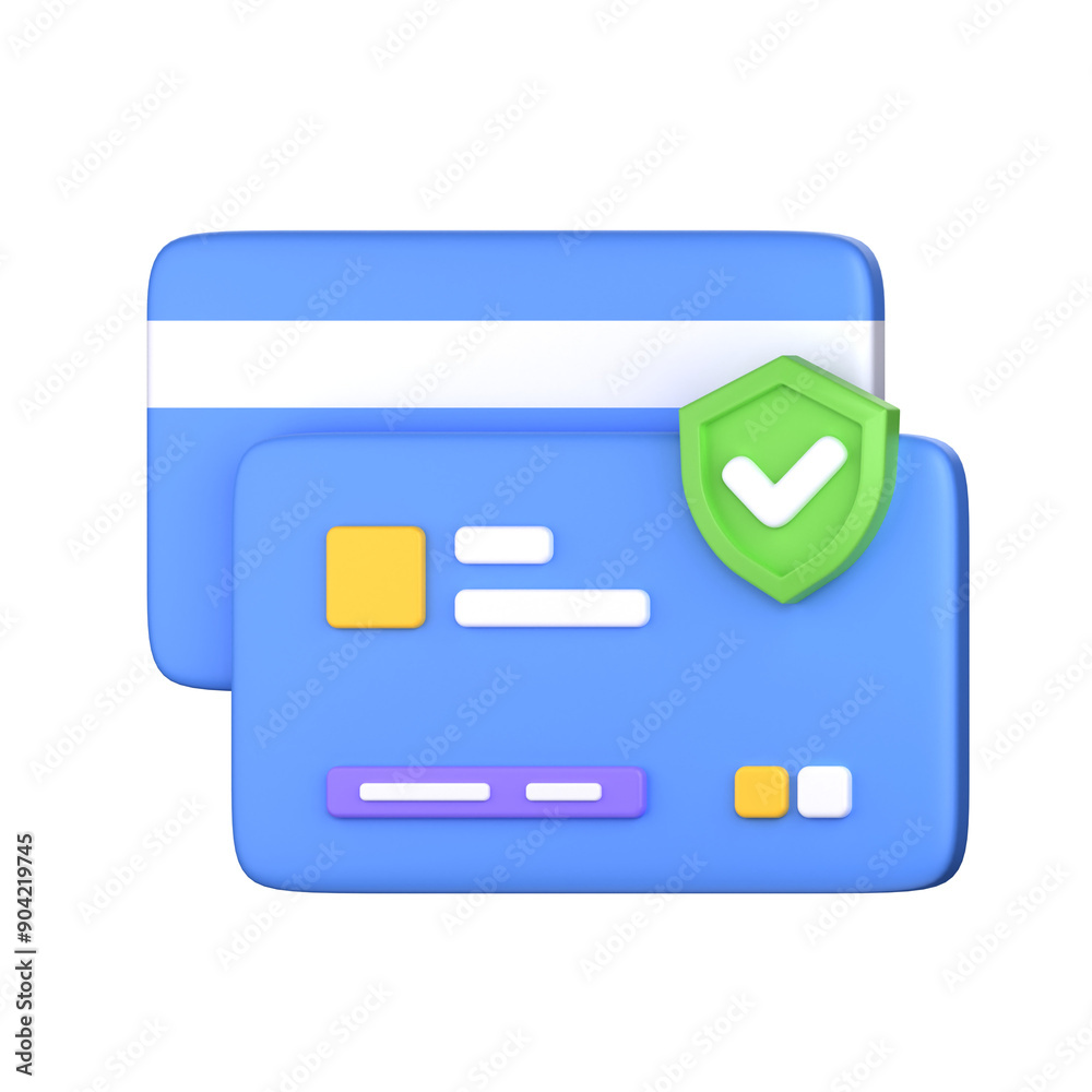 Card Payment Protection 3D Icon Illustration, perfect for cyber security theme Card Payment Protection 3D Icon Illustration, perfect for cyber security theme