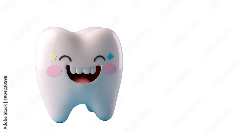 cute happy tooth character isolated on blue background cute happy tooth character isolated on blue background