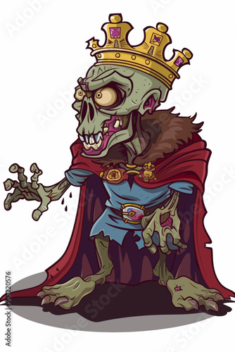 A creepy zombie king with a crown on his head