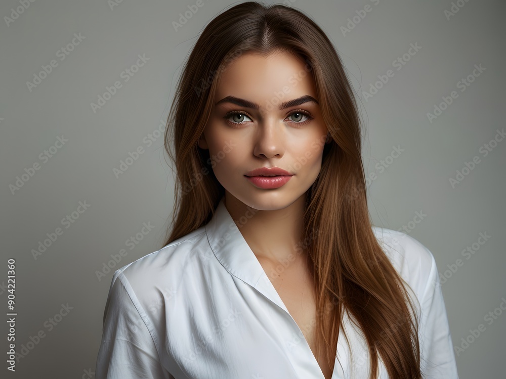 Portrait of a beautiful modern Woman Model isolated on a blue color background