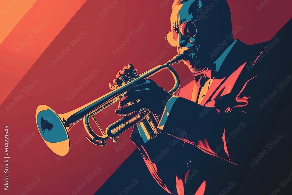 Fototapeta premium illustration of a jazz musician playing music