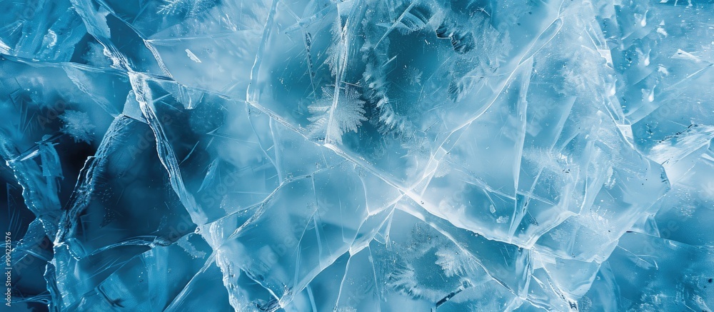 Unique ice pattern on frozen Baikal Lake a stunning copy space image with blue ice and white cracks Top view on a cold winter day provides an abstract natural backdrop Unique ice pattern on frozen Baikal Lake a stunning copy space image with blue ice and white cracks Top view on a cold winter day provides an abstract natural backdrop