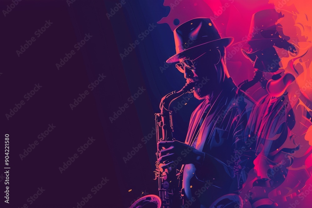 Fototapeta premium illustration of a jazz musician playing music