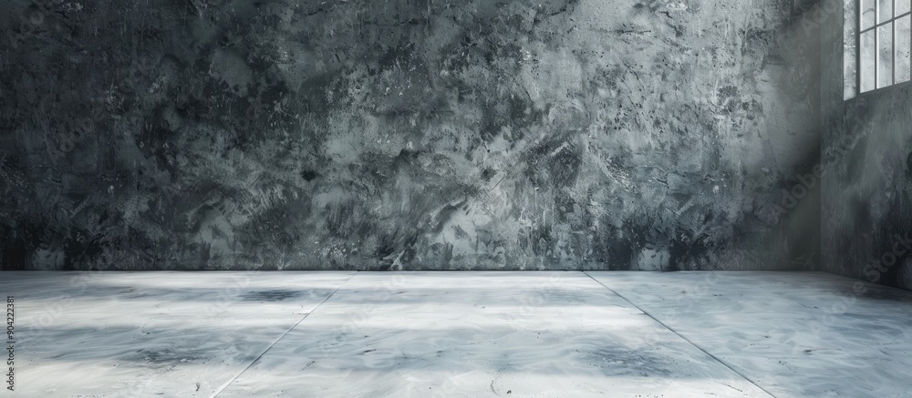 Studio room with gray wall and white floor featuring a concrete ...