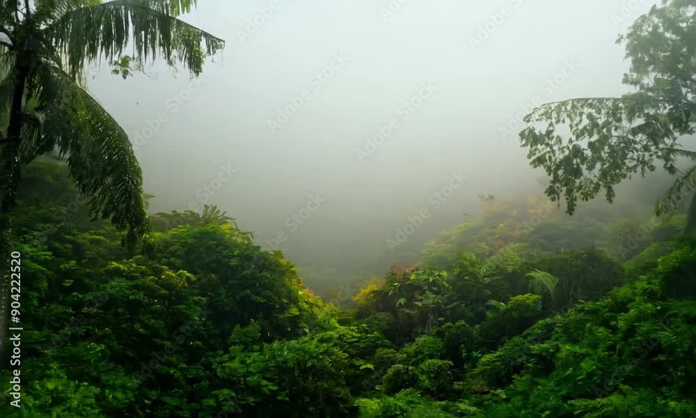 Tropical forest in the morning with fog. Tropical forest in the morning with fog.