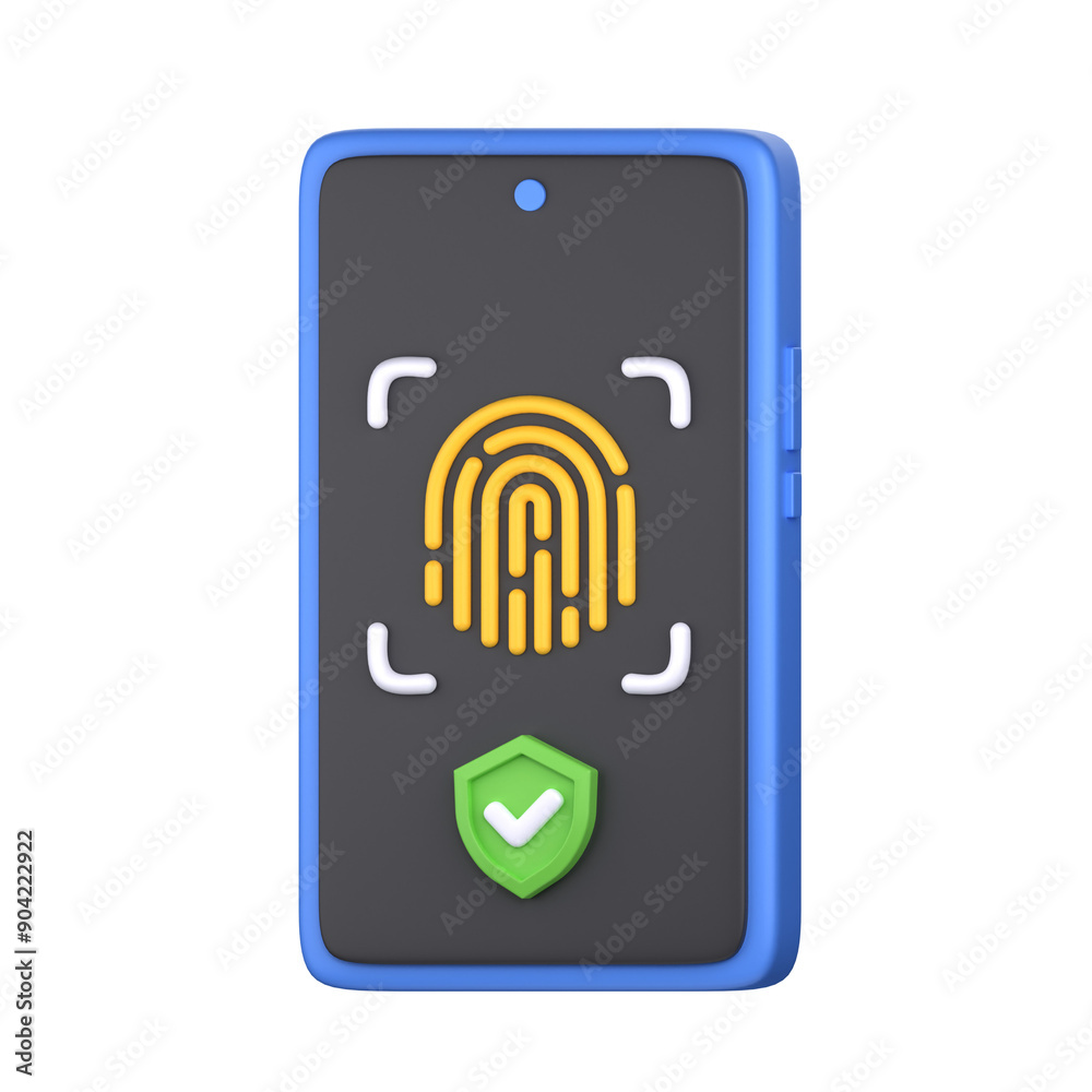Fingerprint Protection 3D Icon Illustration, perfect for cyber security theme Fingerprint Protection 3D Icon Illustration, perfect for cyber security theme