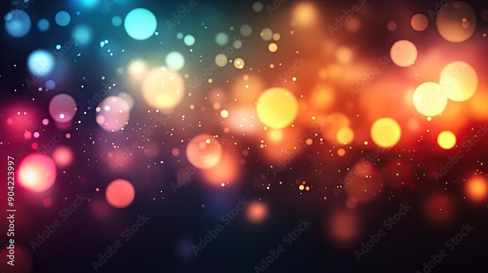 An abstract background with colorful bokeh lights, providing a darkened area in the lower part for text.