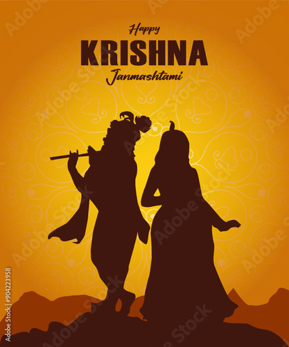 Happy krishna janmashtami festival celebration banner vector.