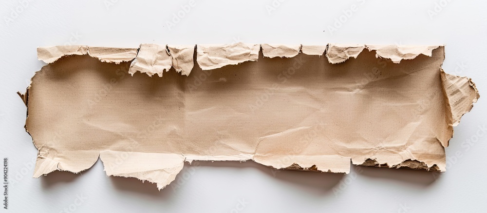 Fototapeta premium Encourage storytelling by placing text under torn cardboard on a white background creating a top view copy space image to invite sharing personal stories