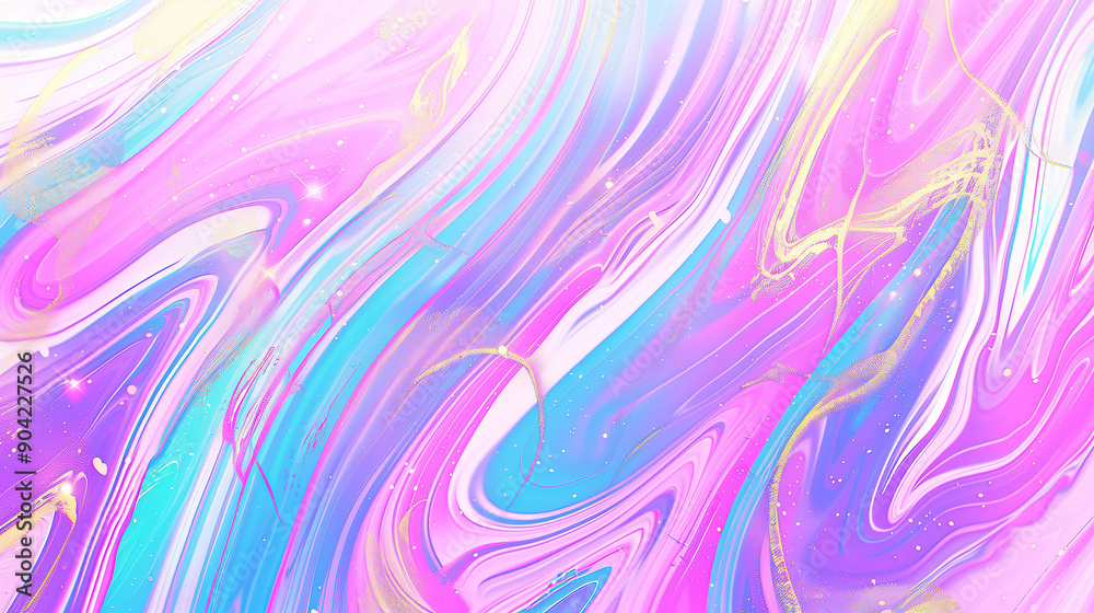 Obraz premium Colorful marble texture with pastel swirls and gold accents