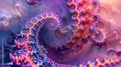 A vivid Mandelbrot fractal showcases swirling patterns and intricate details with vibrant colors, creating a mesmerizing abstract landscape