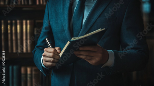 Businesswoman writing in a notebook photo