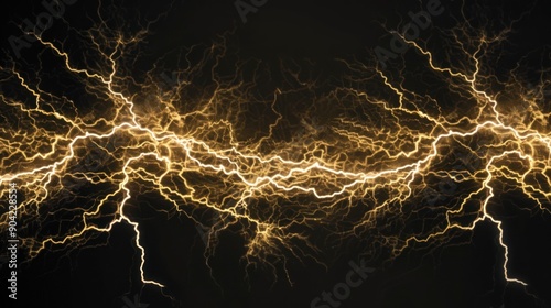 Golden Lightning Streaks Across the Dark