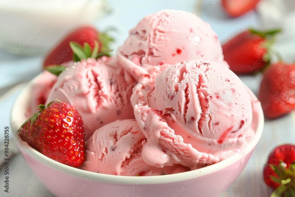 Why not spoil yourself with a delicious serving of vegan strawberry ice cream topped with fresh strawberries Its a guiltfree and refreshing treat thats perfect for dessert indulgence Why not spoil yourself with a delicious serving of vegan strawberry ice cream topped with fresh strawberries Its a guiltfree and refreshing treat thats perfect for dessert indulgence