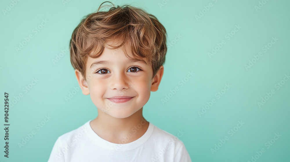 Cheerful boy with a light mint green backdrop Cheerful boy with a light mint green backdrop