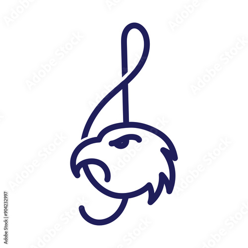 Simple Minimalist Music Note Clef with Eagle Hawk Falcon Head Icon Symbol Illustration
