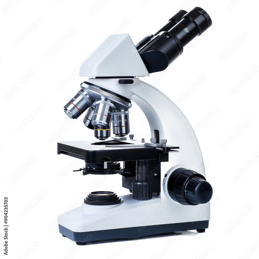 A microscope for laboratory research isolated on a transparent background A microscope for laboratory research isolated on a transparent background