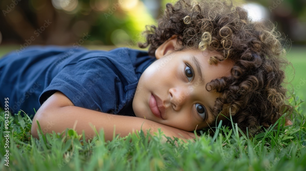 The boy on the grass The boy on the grass