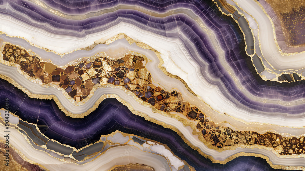 Elegant swirls of purple and gold in marble stone texture Elegant swirls of purple and gold in marble stone texture