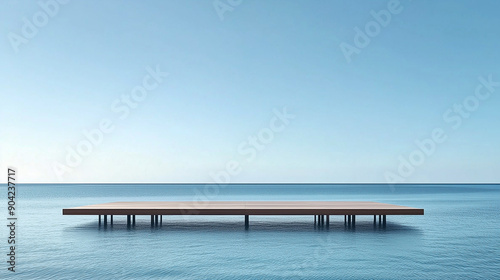 A wooden pier sits in the middle of the ocean